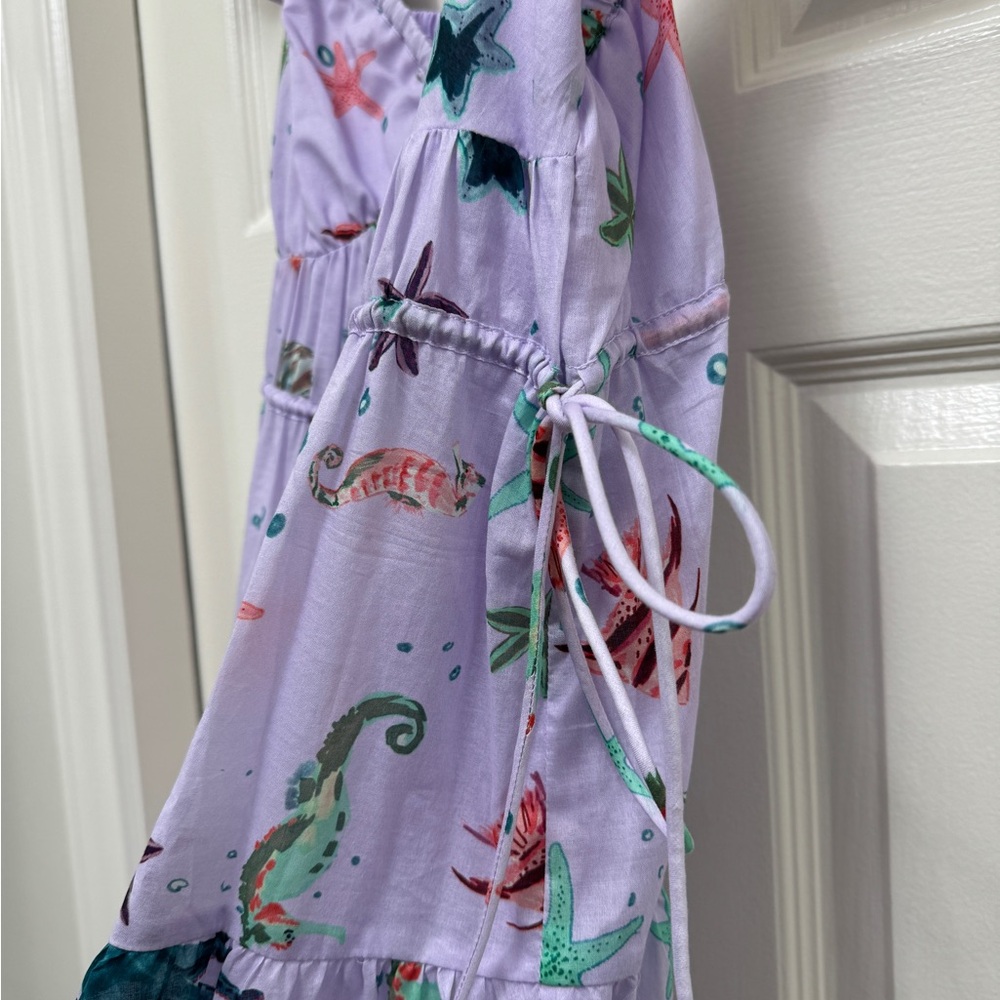 NWT Hill House Lucia Sea Creatures Dress in Lavender and Coral - Picture 3 of 5